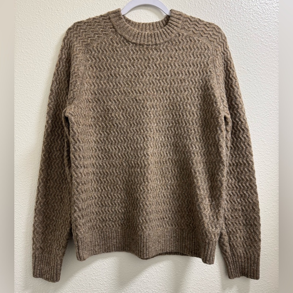Banana Republic Knit Sweater Wool Blend Textured Crewneck Brown Men's Medium